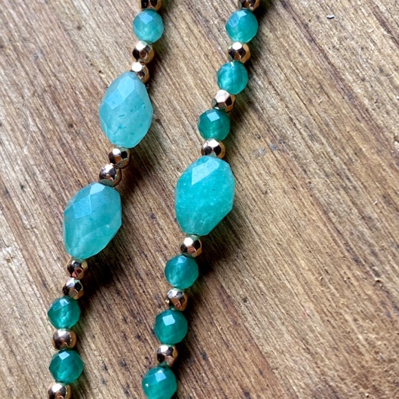 Aventurine Minimalist Necklace Bracelet Jewelry Set - Picture 6 of 7